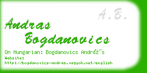 andras bogdanovics business card